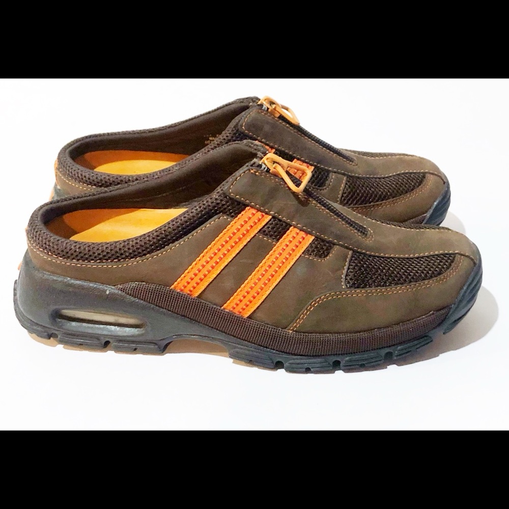 Cole Haan Brown/Orange Suede Lug Sole Slip On Zip Waterproof Mules Shoes 6M